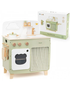 VIGA PolarB Большая деревянная кухня со складной столешницей и шкафом для штор