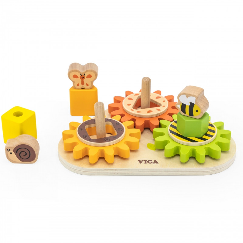VIGA Wooden Gear Sorter "Shapes and Mechanisms"