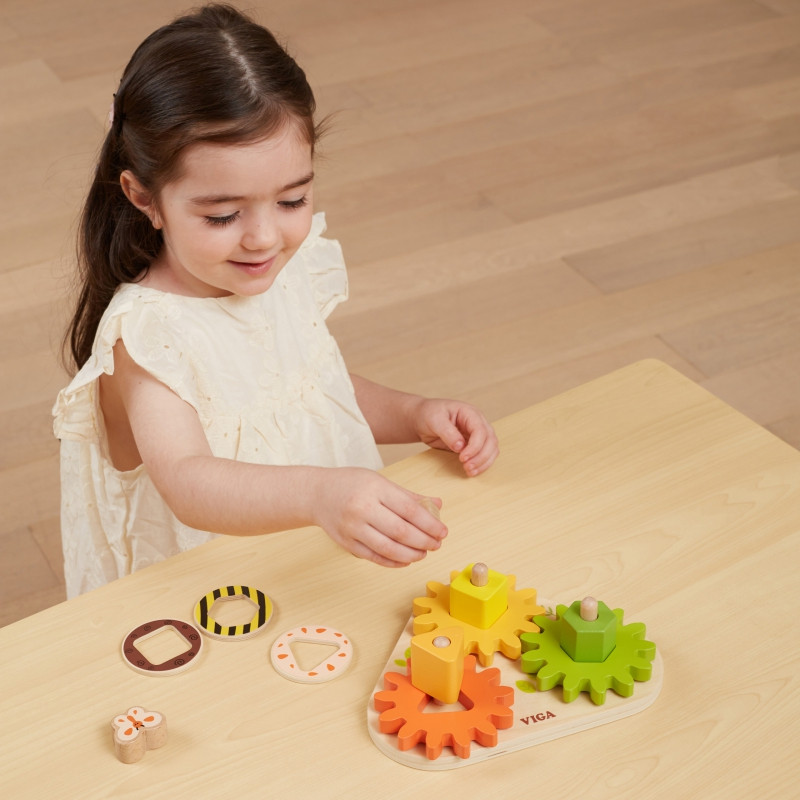 VIGA Wooden Gear Sorter "Shapes and Mechanisms"