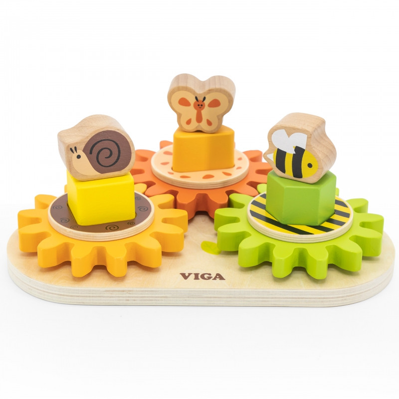 VIGA Wooden Gear Sorter "Shapes and Mechanisms"