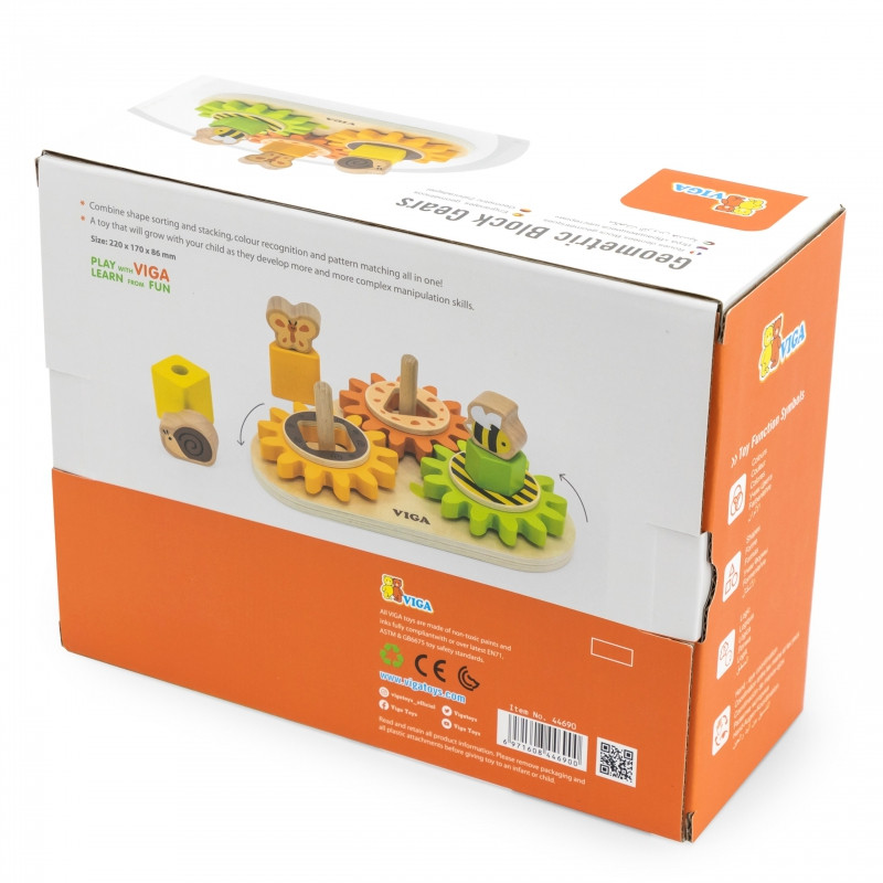 VIGA Wooden Gear Sorter "Shapes and Mechanisms"
