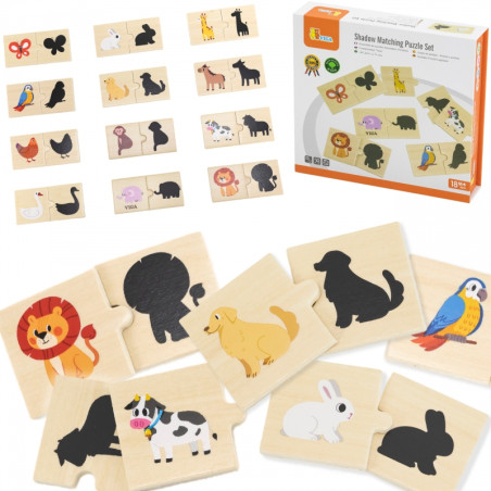 Набор деревянных головоломок VIGA Animal Match Shadow Puzzle