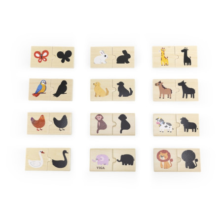 VIGA medinės dėlionės rinkinys "Gyvūnų šešėliai"