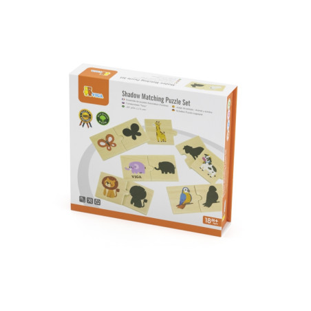 Набор деревянных головоломок VIGA Animal Match Shadow Puzzle