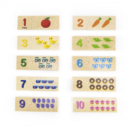 VIGA medinių dėlionių rinkinys rungtynių numeriai Montessori dėlionė