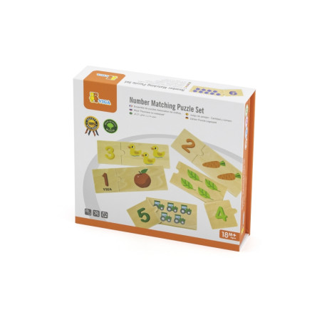 VIGA medinių dėlionių rinkinys rungtynių numeriai Montessori dėlionė