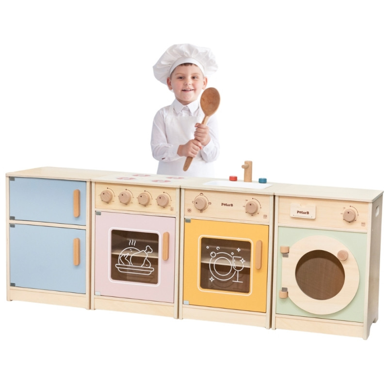 VIGA PolarB medinis virtuvės komplektas XL skalbimo mašinos viryklė indaplovė