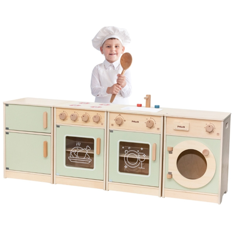 VIGA PolarB medinis virtuvės komplektas XL skalbimo mašinos viryklė indaplovė - žalia