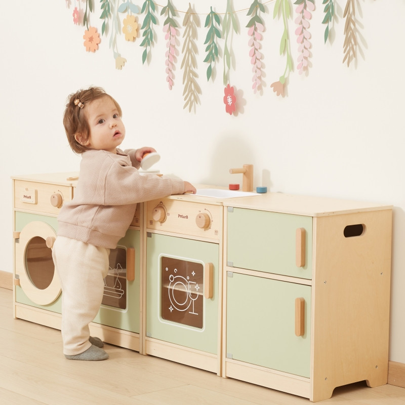 VIGA PolarB medinis virtuvės komplektas XL skalbimo mašinos viryklė indaplovė - žalia