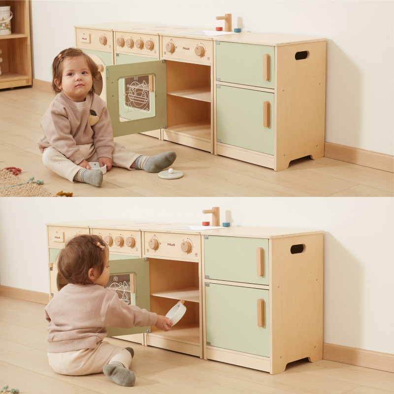 VIGA PolarB medinis virtuvės komplektas XL skalbimo mašinos viryklė indaplovė - žalia