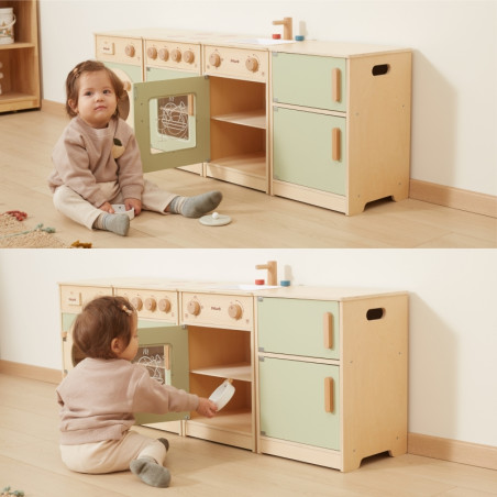 VIGA PolarB medinis virtuvės komplektas XL skalbimo mašinos viryklė indaplovė - žalia VIGA PolarB medinis virtuvės komplektas XL skalbimo mašinos viryklė indaplovė - žalia