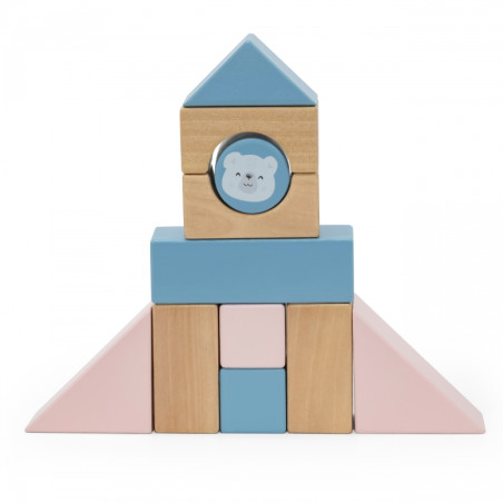 VIGA PolarB Medinis traukiamasis vežimėlis + kaladėlės 21 vnt.