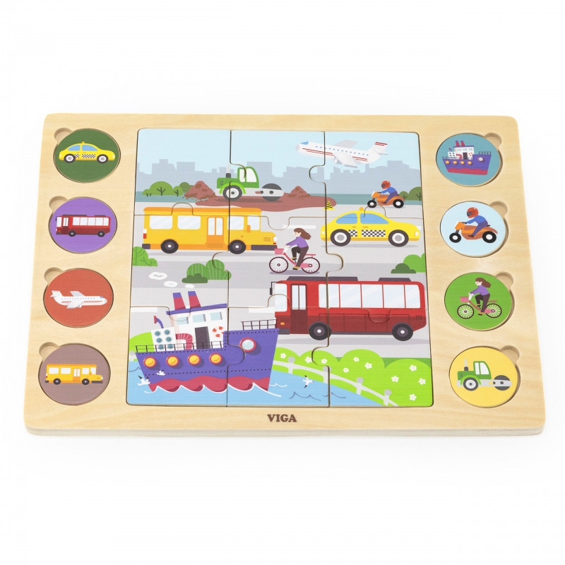 VIGA Medinis galvosūkis "Atspėk šešėlį" ir "Transportas" dėlionė