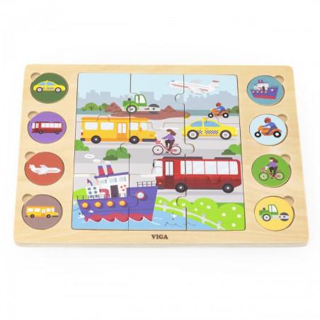 VIGA Medinis galvosūkis "Atspėk šešėlį" ir "Transportas" dėlionė