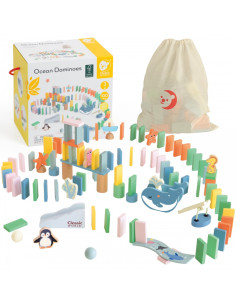 CLASSIC WORLD Medinis domino kliūčių ruožas Montessori dėlionė 100 vnt.