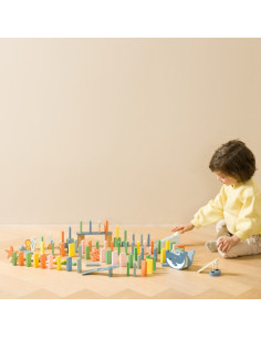 CLASSIC WORLD Medinis domino kliūčių ruožas Montessori dėlionė 100 vnt. 2