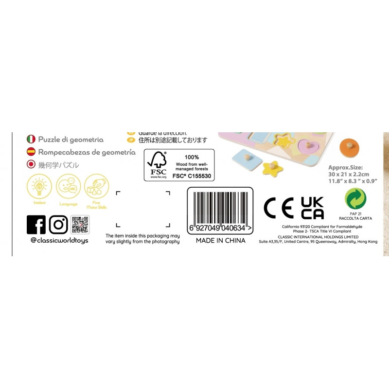 CLASSIC WORLD Геометрический пазл из блоков, 9 шт.