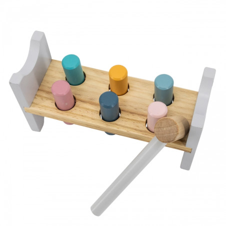 VIGA PolarB rinkinys medinė piramidė + perforatorius su plaktuku Montessori baltasis lokys VIGA PolarB rinkinys medinė piramidė + perforatorius su plaktuku Montessori baltasis lokys