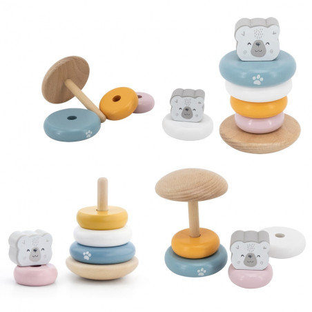 Набор VIGA PolarB: деревянная пирамидка + молоток «Белый медведь» Монтессори