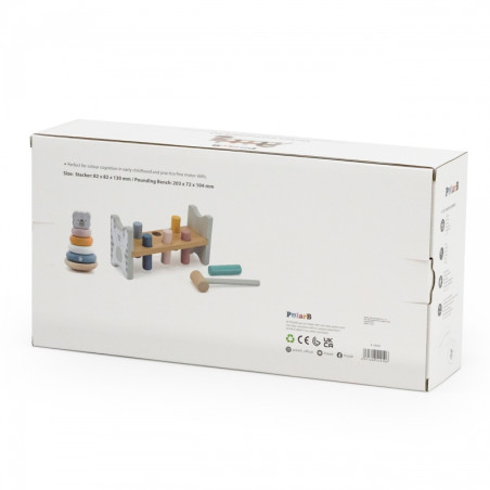 Набор VIGA PolarB: деревянная пирамидка + молоток «Белый медведь» Монтессори