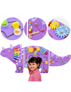VIGA Drewniana Tablica Sensoryczna-Manipulacyjna EDU Triceratops