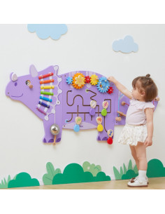 VIGA Drewniana Tablica Sensoryczna-Manipulacyjna EDU Triceratops 2