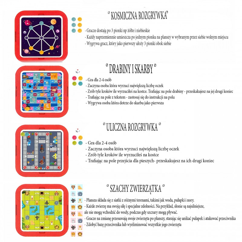 WOOPIE Logic stalo žaidimų stalas 65 vnt. 10-in-1 rinkinys