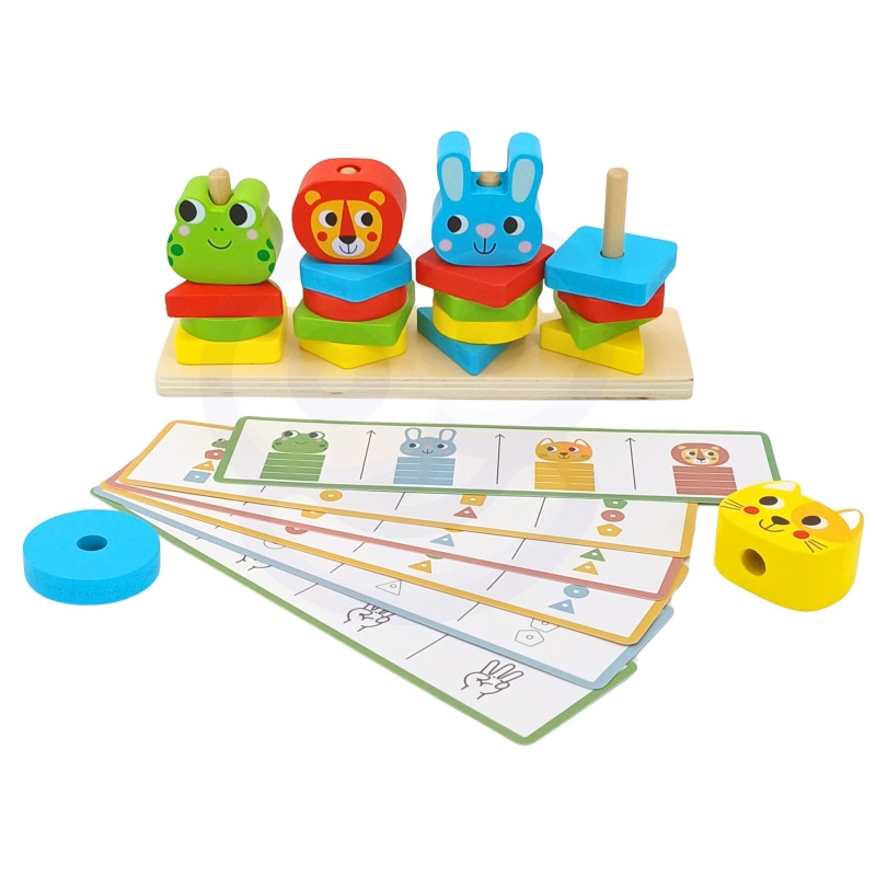 WOOPIE GREEN Montessori dėlionė piramidė gyvūnai 27 vnt. FSC