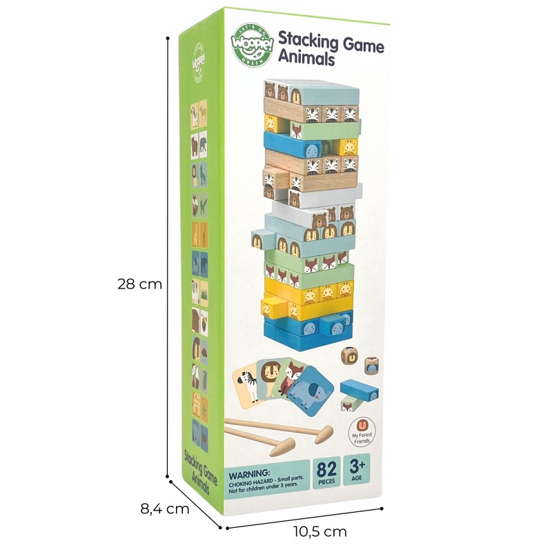 WOOPIE GREEN Игра на развитие навыков "Шагающая башня" Животные 82 шт. FSC