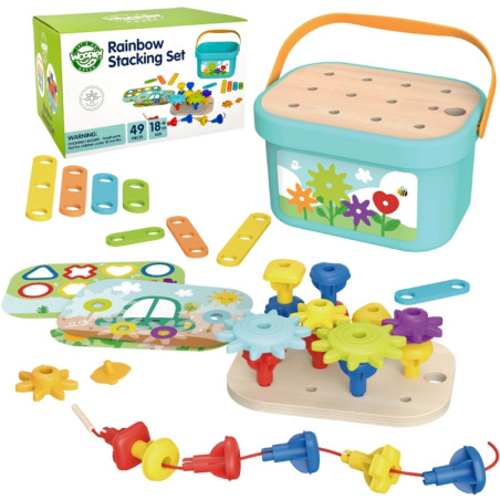WOOPIE GREEN Construction Montessori variklis BOX 12in1 FSC