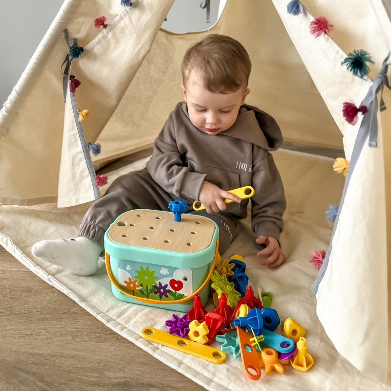 WOOPIE GREEN Construction Montessori variklis BOX 12in1 FSC