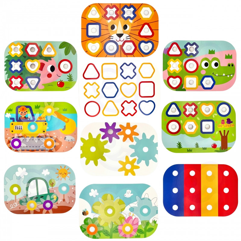 WOOPIE GREEN Construction Montessori variklis BOX 12in1 FSC