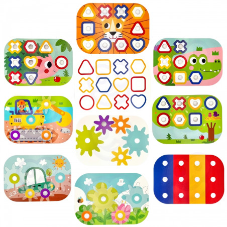 WOOPIE GREEN Construction Montessori variklis BOX 12in1 FSC