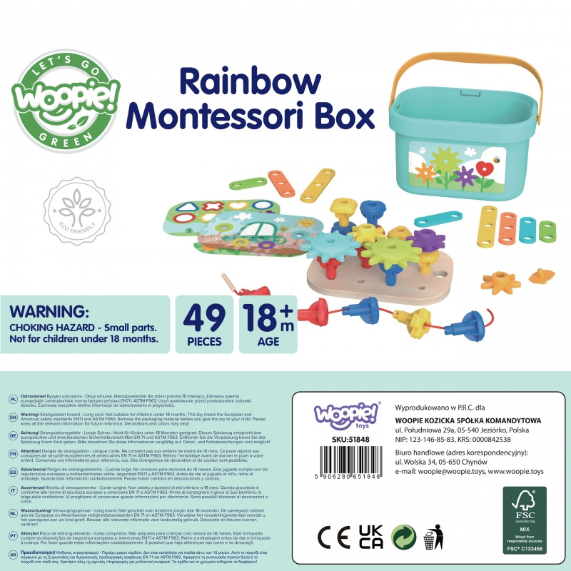 WOOPIE GREEN Construction Montessori variklis BOX 12in1 FSC