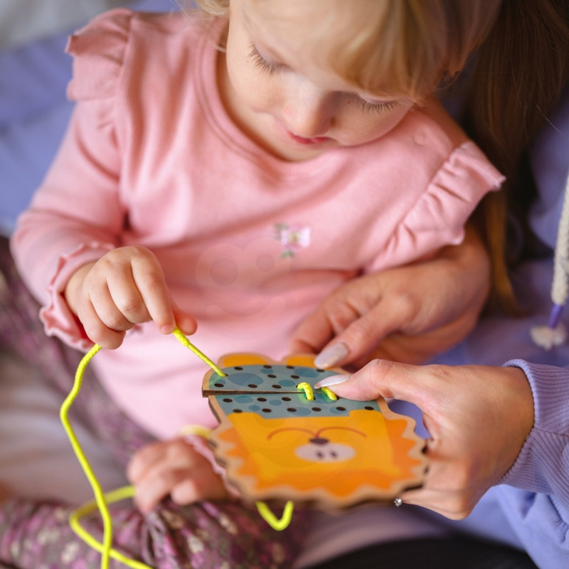 WOOPIE GREEN Деревянное кружево 5-в-1 Животные для продевания ниток