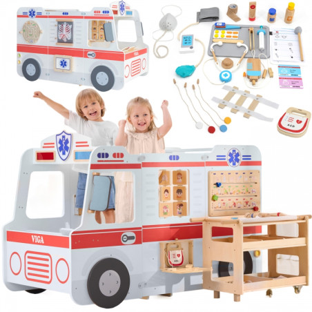 VIGA Didelis medinis greitosios pagalbos rinkinys Greitosios pagalbos maži gelbėtojų priedai 25 vnt.