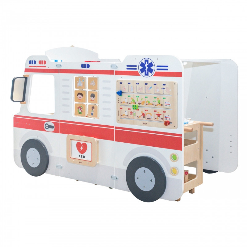 VIGA Большой деревянный набор для скорой помощи. Скорая помощь для маленьких спасателей. Аксессуары 25 шт.