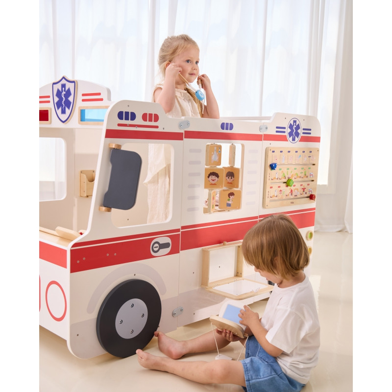 VIGA Большой деревянный набор для скорой помощи. Скорая помощь для маленьких спасателей. Аксессуары 25 шт.