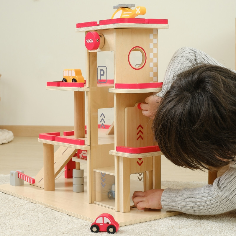 Деревянная парковка VIGA для автомобилей с лифтом на 4 машины и вертолетом