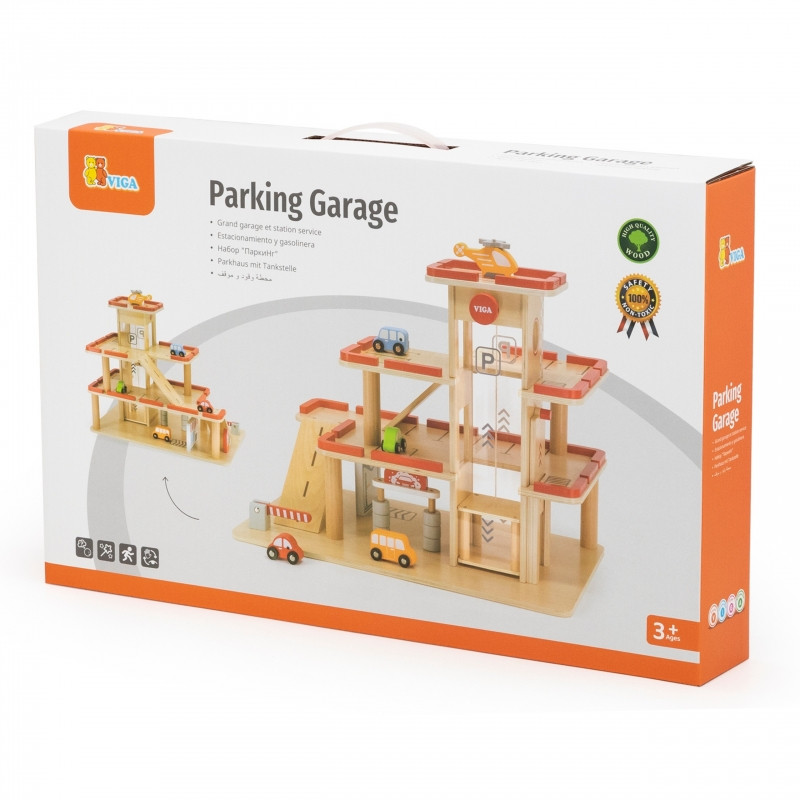 Деревянная парковка VIGA для автомобилей с лифтом на 4 машины и вертолетом