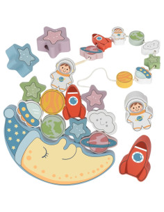 TOOKY TOY Kosmiczny Śpiący Księżyc Balansująca Układanka Drewniana Nawlekanka Montessori Kosmos