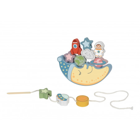 TOOKY TOY Space Sleeping Moon balansavimo dėlionė Medinis sriegimas Montessori erdvė TOOKY TOY Space Sleeping Moon balansavimo dėlionė Medinis sriegimas Montessori erdvė