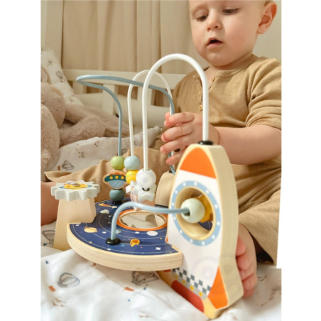 TOOKY TOY medinis raketų variklio kilpų labirintas TOOKY TOY medinis raketų variklio kilpų labirintas
