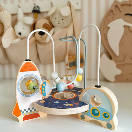 TOOKY TOY medinis raketų variklio kilpų labirintas TOOKY TOY medinis raketų variklio kilpų labirintas