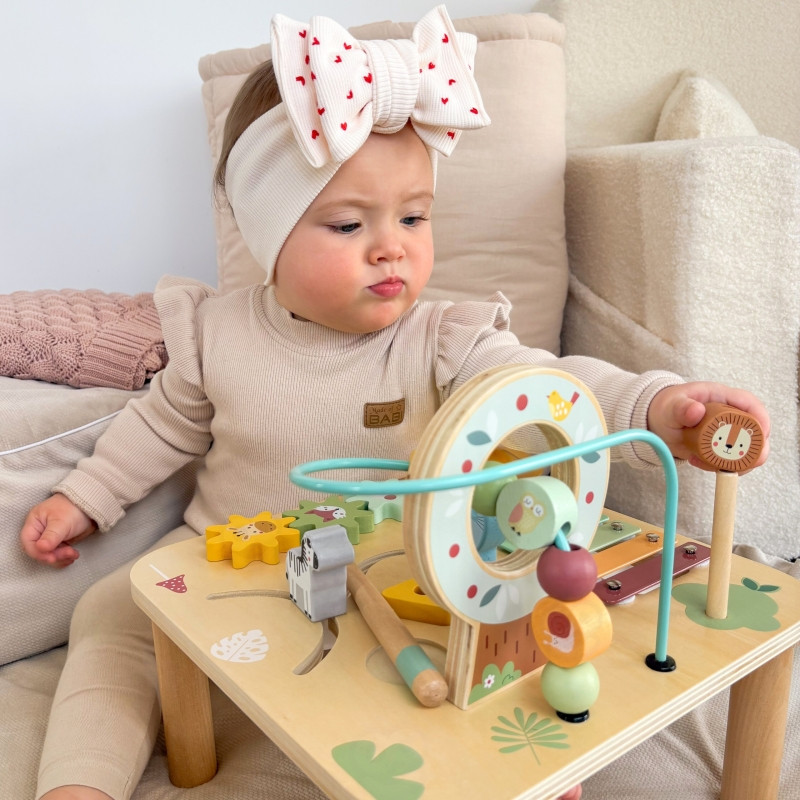 WOOPIE GREEN medinis edukacinis muzikinis sensorinis labirinto stalas 5in1