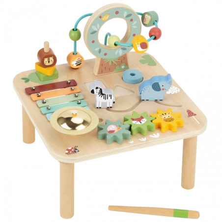 WOOPIE GREEN medinis edukacinis muzikinis sensorinis labirinto stalas 5in1 WOOPIE GREEN medinis edukacinis muzikinis sensorinis labirinto stalas 5in1