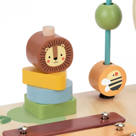 WOOPIE GREEN medinis edukacinis muzikinis sensorinis labirinto stalas 5in1 WOOPIE GREEN medinis edukacinis muzikinis sensorinis labirinto stalas 5in1
