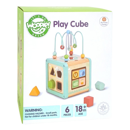 WOOPIE GREEN medinis veiklos kubas daugiafunkcis edukacinis rūšiavimo įrenginys WOOPIE GREEN medinis veiklos kubas daugiafunkcis edukacinis rūšiavimo įrenginys
