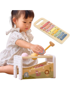 VIGA Medinis cimbolų su kamuoliukais ir plaktuku rinkinys