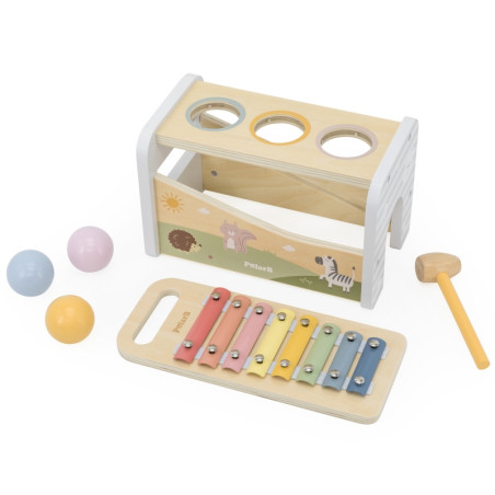 VIGA Medinis cimbolų su kamuoliukais ir plaktuku rinkinys